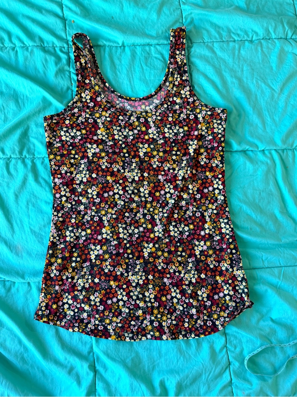 No Boundaries Black Floral Scoop Tank Top